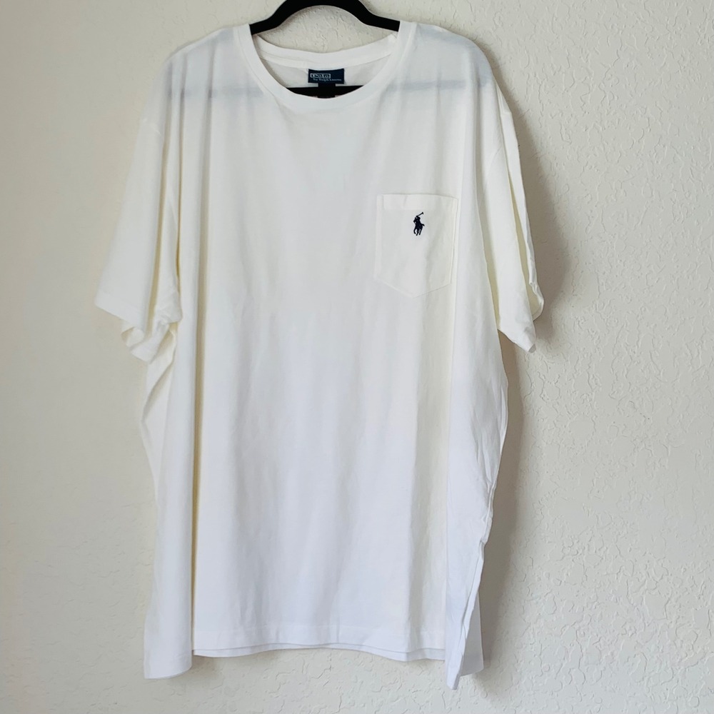 Polo Ralph Lauren Pocket T-Shirt Mens XXL White Cotton Coastal Old Money Classic